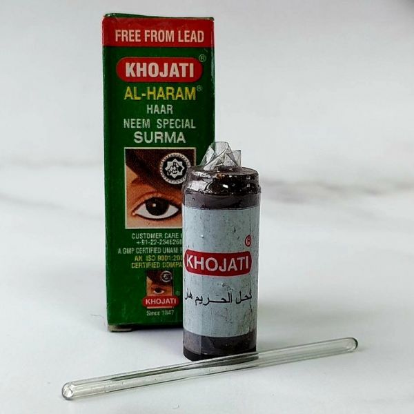 Kohl powder with a glass rod gray with camphor Khojati Kohl powder with a glass rod gray with camphor Khojati